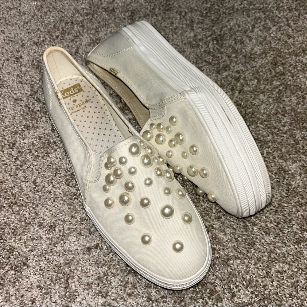 Kate Spade Keds platform pearl sneaker slip on women’s 9